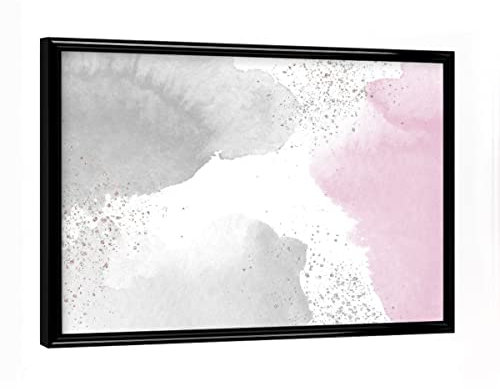artboxONE Poster mit schwarzem Rahmen 18x13 cm Abstrakt Sparkling Watercolour Clouds - Rose Grey - Bild Silber