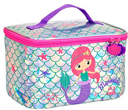 PERLETTI Bolsa Termica Porta Alimentos Niña con Sirenita - Nevera Portatil Pequeña para Niñas Rosa y Plata - Bolsa Almuerzo Infantil Lunch Box Playa Picnic Escuela - Cool Kids - 15x23x15cm (Sirena)