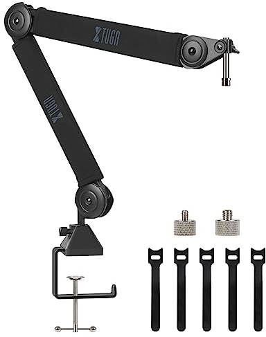 XTUGA W8 Mikrofon Galgenarm 360° Drehbar Mikrofonarm Mic Boom Arm mit Schreibtischklemme Vielseitige Montage Voll Einstellbar für Podcast Gaming Schreibtisch Klemme Vielseitige Montage Aufnahme