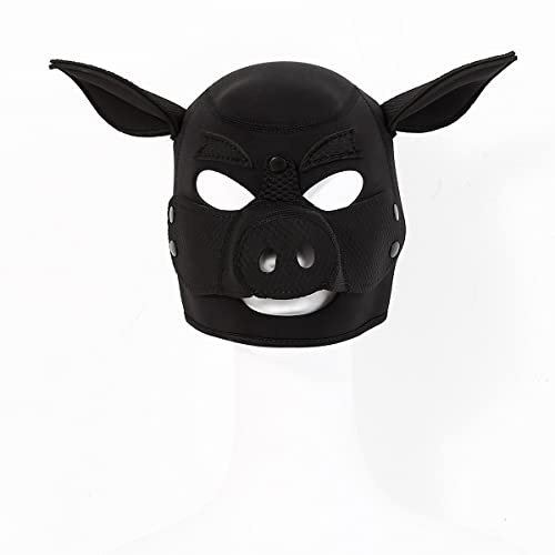 OnundOn Schweine Maske Tierkopf Maske Ledermaske für Partyspiele Halloween Masken Kostüm Full face Valentinstag Petplay Maske für Damen Herren