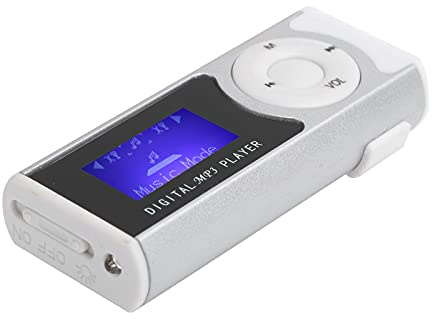 Lettore Musicale con Clip Lcd Lettore Mp3 Lega di Alluminio Sport Portatile Mp3 Torcia Mini Backclip Lcd Mini Schermo Lettore Multimediale Musicale (nero) (SILVER)