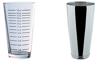 PIAZZA Bicchiere per Boston Shaker - Capacità 474 ml - in Vetro Graduato & Boston Shaker in Acciaio Inox - 900Ml