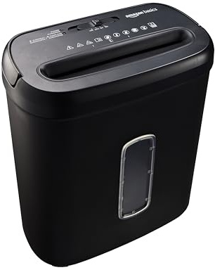 Amazon Basics 8 Sheet Cross Cut Paper and Credit Card Shredder, Black