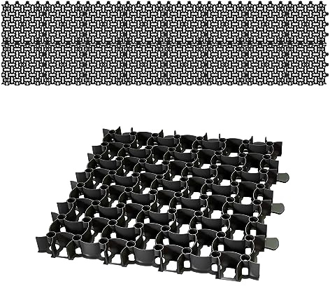 BigDean 16 Rasengitter Paddockplatte 50x50 cm Reitplatzmatten 4m² schwarz | Rasenmatten Rasenwaben Kiesgitter Parkplatzrasen extrem Robust bis 16 Tonnen belastbar