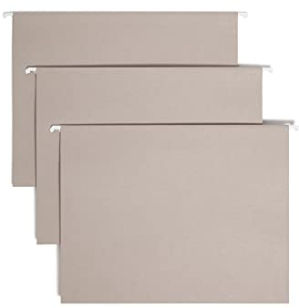 Smead Farbige Hängeregistraturmappe mit Register, 1/5-Schnitt, verstellbare Registerkarte, Briefgröße, Grau (64063), 10 Stück, insgesamt 250 Stück