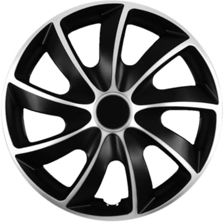Luckyberg Radkappen 14 Zoll | Radzierblenden 4er-Set für die meisten Automarken und Stahlfelgen, Zierkappen in vielen Farben. Felgenabdeckung für Autofelgen. (14 - Silver/SCHWARZ)
