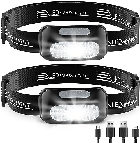 CIRYCASE Stirnlampe, Ultraleichte Kopflampe Stirnlampe LED Wiederaufladbar mit Rotlicht & 5 Lichtmodi, IPX4 Wasserdicht Einstellbare Headlamp Freihändige Taschenlampen für Joggen, Campen, Radfahren