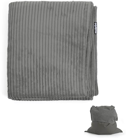 mokebo Sitzsack Bezug aus Cord 'Das Kuschel-Cover' Cover für den Riesen-Sitzsack 'Der Große', Cordbezug in Anthrazit für Sitzkissen & Liegekissen, für alle XXL Sitzsäcke bis 140x180 cm anwendbar