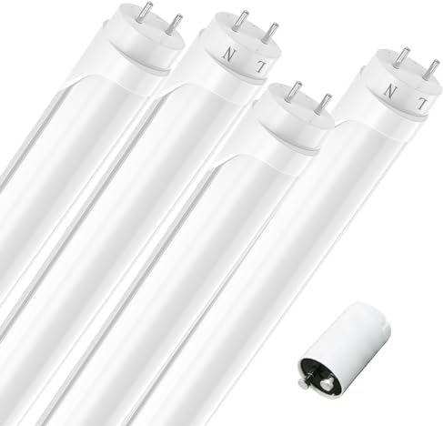 JESLED Lot de 4 tubes fluorescents LED T8 G13-90 cm - Sans scintillement - 12 W - 1980 lumens (165 lm/W) - Blanc neutre 4000 K - Avec démarreur - Tube néon LED - Lampe de bureau