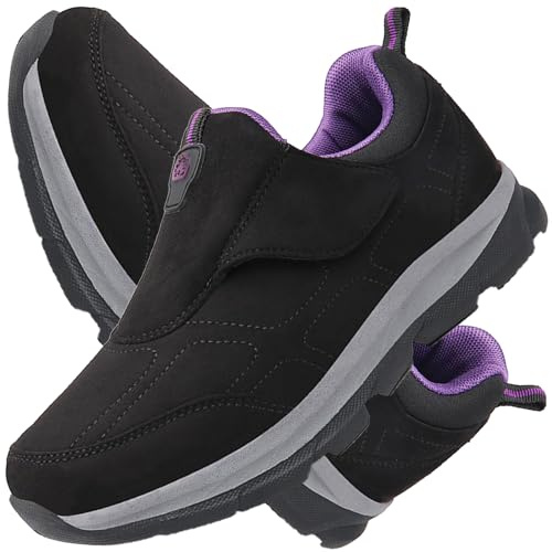 Aocase Zapatos Especiales para Juanetes Mujer Zapatos Ajustables con Cierre Zapatos para Caminar Suaves y Flexibles Sandalias ortopédicas para Caminar Extra Anchas,Women Black,40/250mm