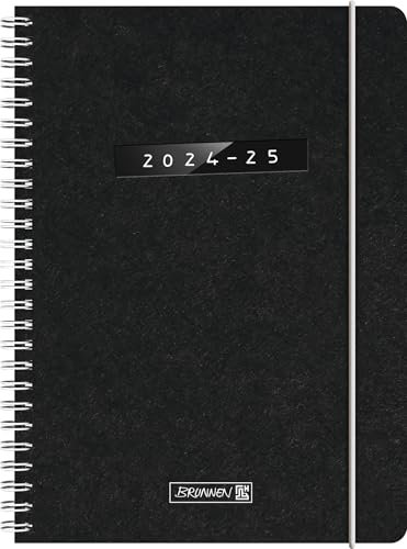 BRUNNEN Schülerkalender (2024/2025) „Monochrome“, 2 Seiten = 1 Woche, A5, 208 Seiten, schwarz