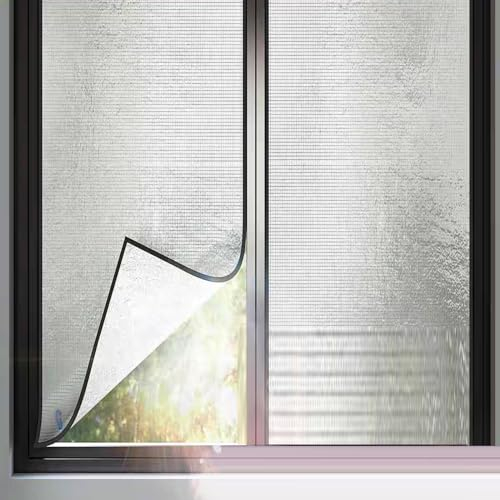 kufu01 Reflektierende Fensterfolie,Selbstklebend Blickdicht Uv-Schutz Fensterfolien,Isolierfolie Thermofolie aus Aluminiumfolie,Wärmeisolierung Kontrolle,mit Saugnapf,Rückstandslose (40x100cm/16 x39)