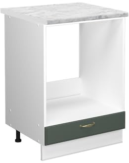 Vicco Herdumbauschrank Fame-Line, Grün-Gold Landhaus/Weiß, 60 cm, AP Marmor