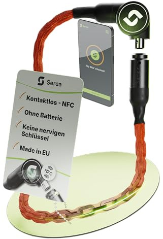 SEREA SWIFT Smart Lock Fahrradschloss, Orange, 100 cm | Schlüssellos, Batterielos, Hohe Sicherheit, Zuverlässig
