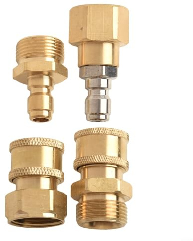 4Pcs 3/8 1/4 Male And Female Quick Connector Kit Pressure Washer Adapters Hose Quick Connector Pressure Washer Fittings, External Thread M22-15/14mm(M22-14MM 1/4)