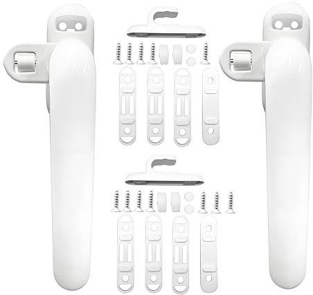 2 Pezzi Metallo Maniglia Per Finestra, Maniglia Per Finestra in Lega, Maniglia Per Finestra, per Finestra in Acciaio Inox Scorrevole Interno ed Esterno per Porte Finestre (Bianco)