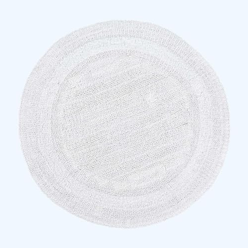 Homescapes Runde Badematte weiß, Premium Badvorleger 80 cm, Badteppich Baumwolle mit Wende-Design