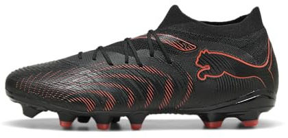 PUMA Scarpe da Calcio Unisex Future 9 Match FG/AG, Nero-Rosso incandescente, Grigio Forte, 42, Puma Nero Rosso Brillante Grigio Forte, 44 EU