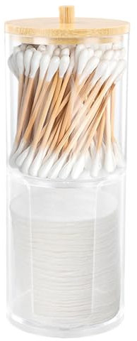 Kuleyang Cotton Pad Holder Dispenser, Clear Acrylic Cotton Pad Organiser with Lid for Bathroom, Makeup, Travel, Qtip and Cotton Swab Storage