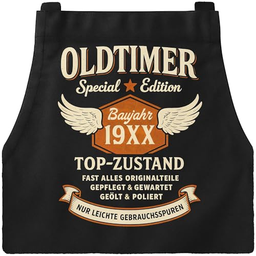 MoonWorks® Grillschürze für Männer mit Spruch personalisiert mit Geburtsjahr Kochschürze Herren Geburtstagsgeschenk Schürze Baumwolle