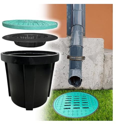 JYHHCYS bodenablauf aussen Flache Entwässerungsrinne, Freistanzen Unterirdische Dachrinne Mit Schmutzfangkorb, Große Kleine Entwässerungsrinne Zur Wasserableitung(Dia 64 x H 60 cm)