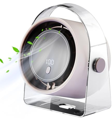 Ventilateur de bureau silencieux – Ventilateur de table sans pales | Ventilateur USB rechargeable avec contrôle de vitesse à 100 interrupteurs pour voyage au lit de bureau