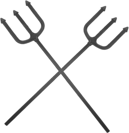 Gatuida 2pcs Detachable Devil Pitch Fork Cosplay Props for Halloween Party Plastic Durable Black Trident Accessories for Devil Costume and Scary Fancy Dress