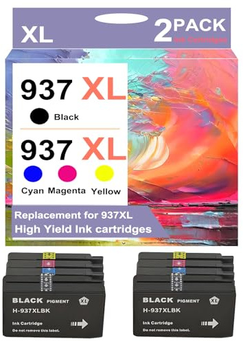 937XL 937 Ink Cartridges Replacement Black and Color 937XL 937 for HP OfficeJet Pro 9110B 9120 9130 9720 9730 Compatible Ink Cartridge Printer,Set*2