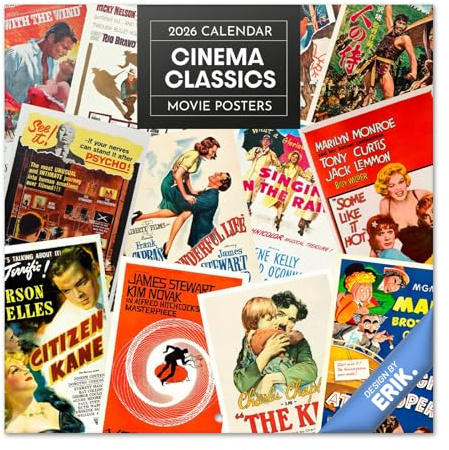 Grupo Erik Kalender 2026 Wandkalender Filmklassiker Kalender 2026 Familienplaner 30 x 30 cm 12 Monate + Letzten 4 Monate 2025 auf einer Seite - Offizieller Fanartikel Merch