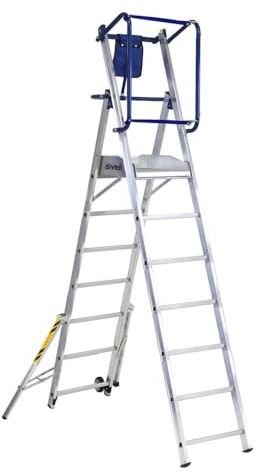 Svelt Scala Professionale a Castello Trasportabile con Piattaforma Antiscivolo e Protezione 360°, Allargatori Richiudibili, Stabilizzatori Telescopici, Rotelle di Trasporto, Certificata (7 Gradini)