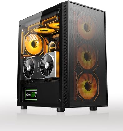 Micro ATX PC Case | Mini Tower Computer case Support Vertical GPU Mount | Pre-Installed 120mm*1 RGB Fan | ITX Desktop Chassis for MATX/ITX | 240 RAD | 320mm GPU | 165mm CPU Cooler Height-Black