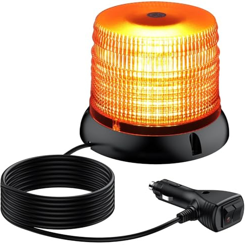 DTEANJU Magnetic Flashing Beacon Light 72LED Emergency Light,12V/24V 72W Amber Warning Strobe Lights,E57 E-Mark,6 Flash Modes,5m Cable,IP65 Waterproof for Trucks,Cars,Trailer,Vehicle Recovery