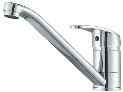 Rozin Kitchen Tap Kitchen Sink Mixer Tap 1 Hole Chrome Solid Brass Single Lever with Long 360° Swivel Spout for Caravan & Home Sinks