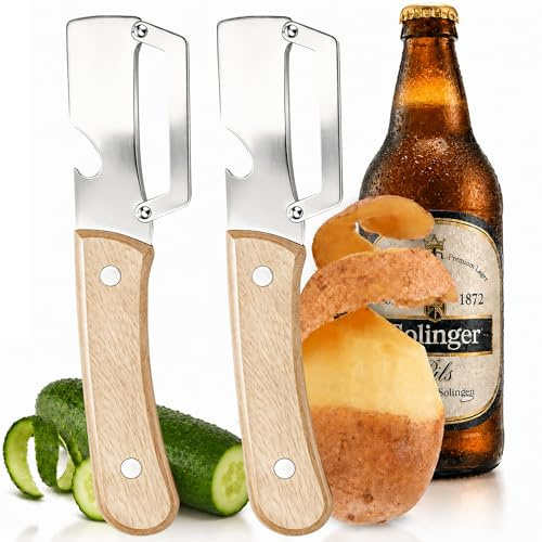 Pelapatate Multifunzione 2 Pezzi Apribottiglie Manico Effetto Pelaverdure | Pelaverdure 2 in 1 per Frutta e Verdura Sbucciatore, Ideale per Utensili Cucina Barbecue Picnic e Campeggio Sbuccia Patate