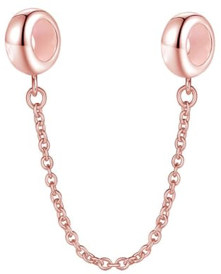 Anhänger für Sicherheitsketten aus 925er-Sterlingsilber, Abstandhalter für Pandora-Armbänder mit Anhängern Rotgold vergoldet