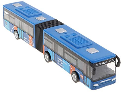 Fenteer 1:64 Legierung Reibungsgetriebenes Gelenkbus Zurückziehen Spielzeugauto Bus Spielzeug, Tolles Geschenk, Blau