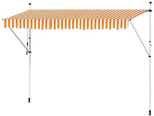 Markise Klemmmarkise Balkonmarkise Einziehbar Gelenkmarkise Sonnenschutz Manuell Kurbel Orange Weiß 400 cm Kingpower