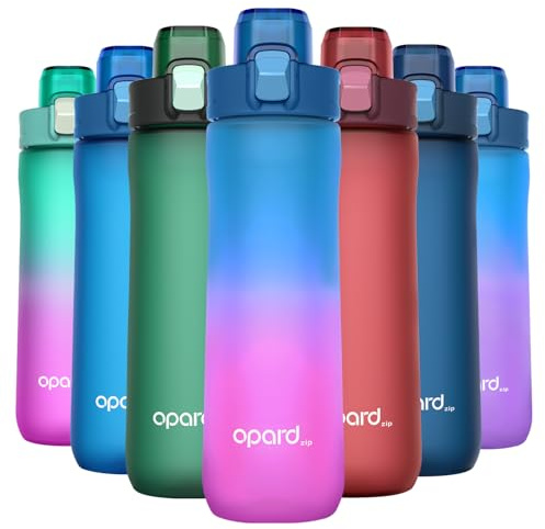 Opard Sports Water Bottle, 600ml BPA Free Non-Toxic Tritan Plastic Drinking Bottle with Leak Proof Flip Top Lid for Gym Yoga Fitness Camping