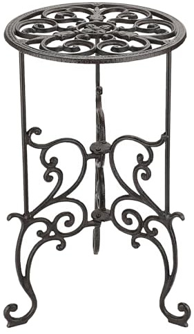 OwnMy Gusseisen-Pflanzenständer, rostfreier Eisen-Blumentopfhalter, strapazierfähig, 49.3 cm hoch, Vintage, rustikal, für drinnen und draußen, Pflanzenhalter aus Metall für Haus und Garten