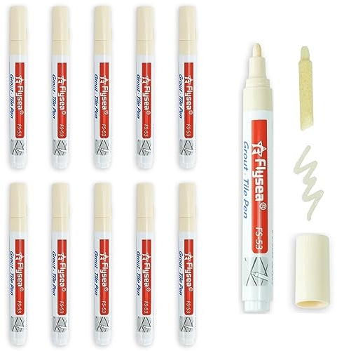 10 Piece Tile Grout Color Pen Refill Wall Gap Grout Renew Marker for Tiles Floor Kitchen Bathroom (Beige)