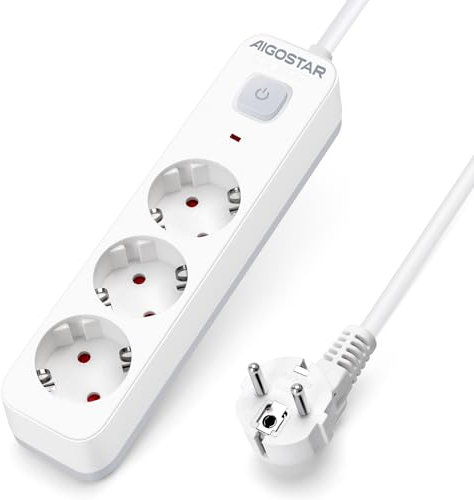 Aigostar Steckdosenleiste 3 Fach mit Schalter, Mehrfachsteckdose mit Kindersicherung, Verteilersteckdose mit 3 m Kabel