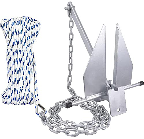 Young Marine Portable Galvanized Fluke Style Anchor Kit Includes Galvanized Fluke Anchor, Rope, Shackles, Chain 8LB 10LB (10 LB)
