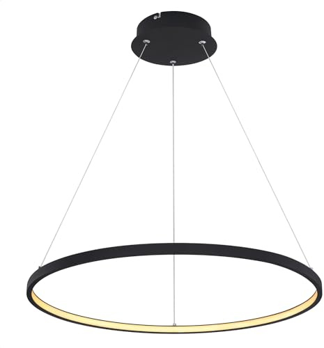 INNOVATE LED Pendelleuchte Ring 60cm | 29W Kreis Hängeleuchte schwarz | Runde Hängelampe Aluminium 3000K warmweiß | Design Esszimmerlampe 1300 Lumen | 1,2m Deckenleuchte Wohnzimmer | Pendellampe