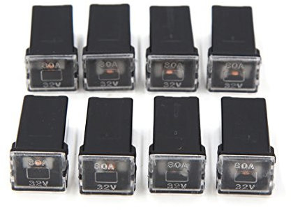 Ruilogod 8 stücke Black Auto Auto Push-in-Typ Weibliche PAL-Kassette Mini-Sicherung DC 32V 80A