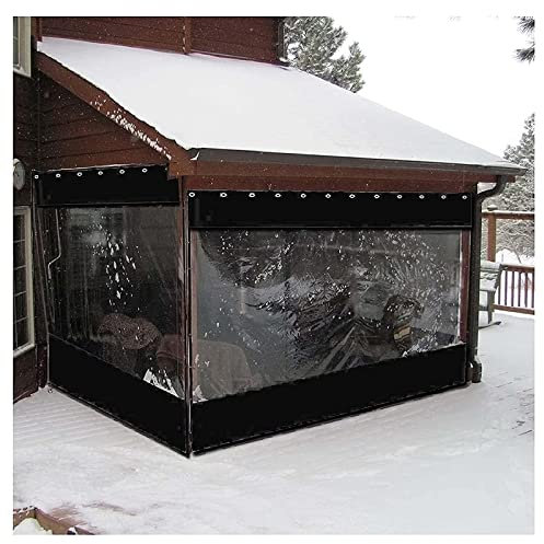 STRMAX Abdeckplane Holz,Terrassenvorhänge for Den Außenbereich, Pergola-Vorhänge, Wasserdicht, Winddicht, Plane, Transparent, Mit Ösen for Pavillon, Veranda, Außenbereich (Color : Clear, Size : 3.5X