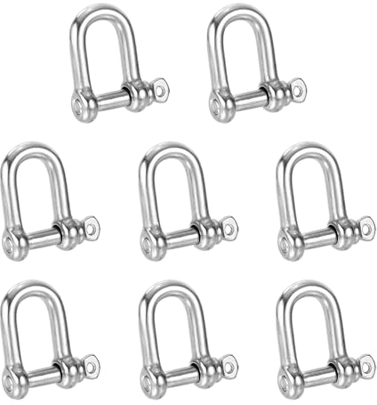 PATIKIL Screw Pin Shackle M5 3/16 220lbs, 8 Pack 304 Stainless Steel D Ring Shackle for Chains Wire Rope Outdoor, Silver