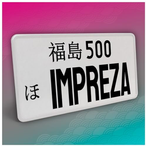 Finest Folia Japanisches Kennzeichen JDM Nummernschild 30,5x15,5cm Japan Tuning für Auto Dekor Plate Autokennzeichen Aluminium Metall Wunschtext (Impreza, Schwarz, ohne Streifen)