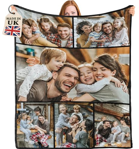 Bemaystar Personalised Blanket for Adults Kids - Gifts with Photo Text, Personalised Photo Blanket, Custom Blanket, Gifts for Family Friends Couple Pet, Gifts for Birthday Mothers Day