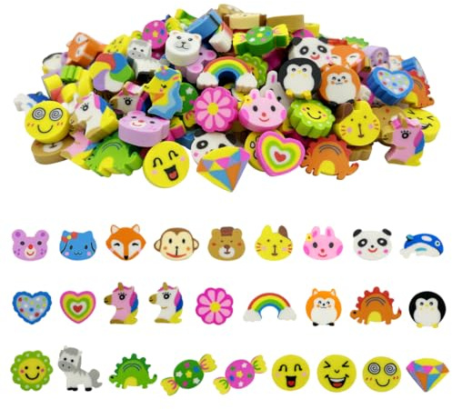 Gomme da cancellare 150 pezzi per bambini, Mini gomma con motivo Gomma divertente per la scuola a casa, gomme per l'ufficio materiale scolastico cancelleria gomma per regali per bambini studenti