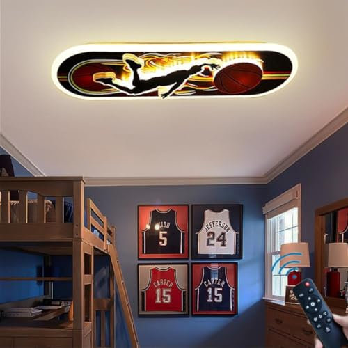 WJLL Basketball Deckenlampen Dimmbare Skateboard Deckenleuchten für Kinder LED 44W Kinderlampe Wandlichter Acryl Kronleuchter Jungen Mädchen Kinderzimmer Schlafzimmer Lampe Innen beleuchtung Lichts